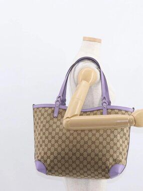 GUCCI GG Canvas Tote Bag Beige Gold 247209 Auth ep12485